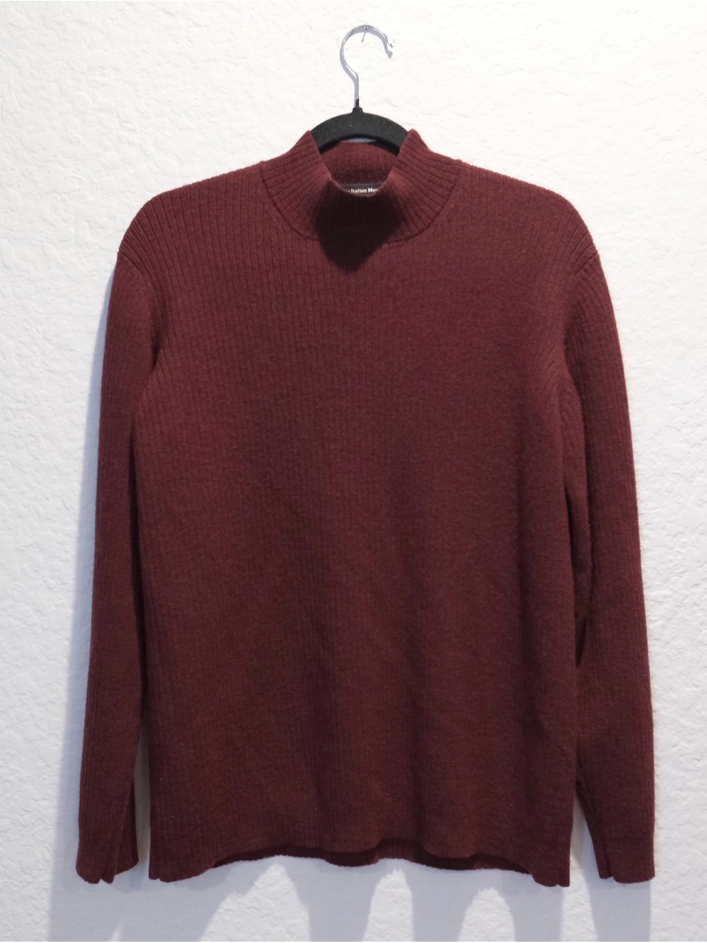 Vintage 90s Eddie Bauer Fine Italian Merino Wool Ribbed Sweater Men’s M Burgundy